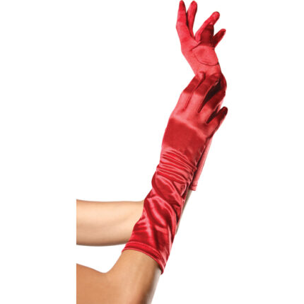 LEG AVENUE GUANTES SATINADOS DE COLOR ROJO - 001