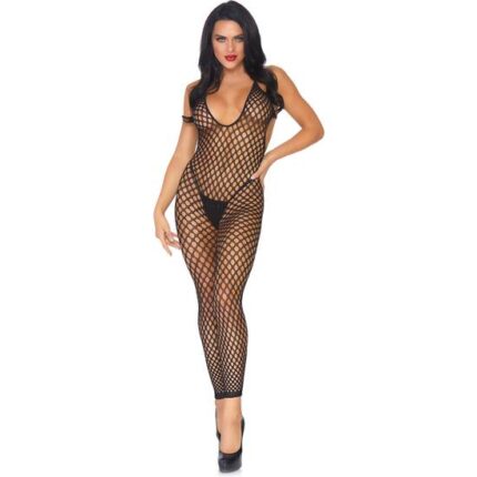 LEG AVENUE MALLA DE RED TIPO CROCHET ESCOTE HALTER Y SIN PIE - 002