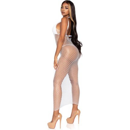 LEG AVENUE MAXI VESTIDO DE RED TRENZADA  - BLANCO - 002