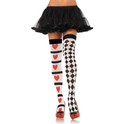 LEG AVENUE MEDIAS CON ESTAMPADO DE ARLEQUIN Y CORAZONES - 001