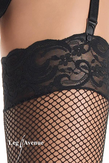 LEG AVENUE MEDIAS DE RED PEQUEÑA CON ENCAJE PLUS - 002