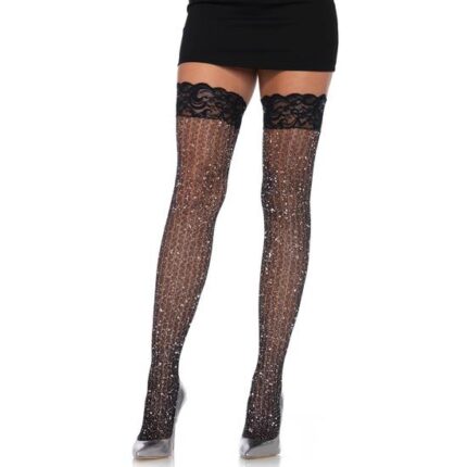 LEG AVENUE MEDIAS LUREX CON LIGA EN ENCAJE - 001