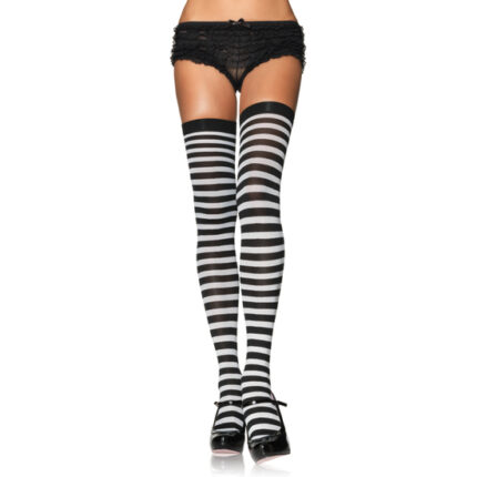 LEG AVENUE MEDIAS OPACAS A RAYAS NEGRO-BLANCO - 001