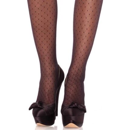 LEG AVENUE MEDIAS REJILLA DIAMANTE CON LIGAS DE ENCAJE - 002