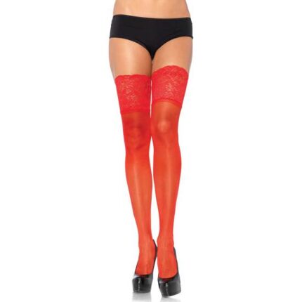 LEG AVENUE MEDIAS ULTRA FINAS CON LIGA ROJO - 001