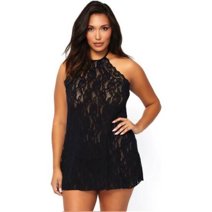 LEG AVENUE MINI VESTIDO FLORAL NEGRO - 001