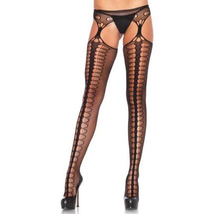 LEG AVENUE PANTY LIGUERO CON MALLA DECORATIVA - 001