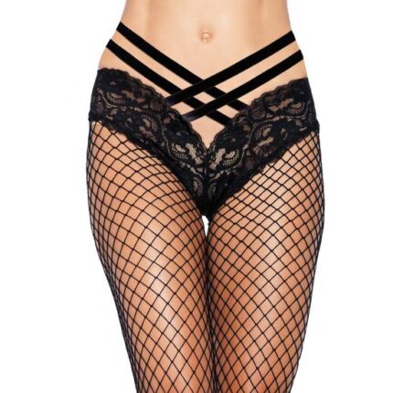 LEG AVENUE PANTY REJILLA CON BRAGUITA DE ENCAJE - 002