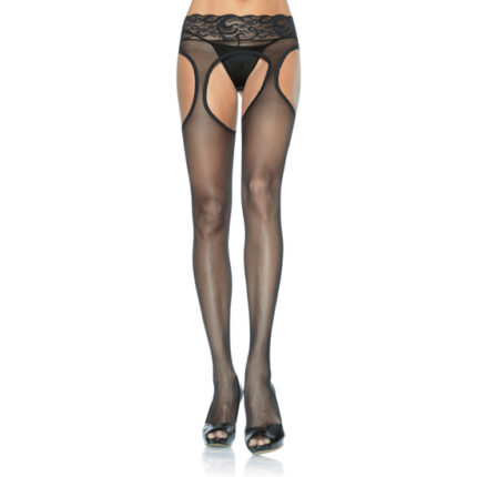 LEG AVENUE PANTYS EN NEGRO EFECTO LIGUERO CON ENCAJE EN LA CINTURA - 001