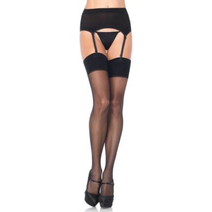 LEG AVENUE SET DE LIGUERO Y MEDIAS DE COLOR NEGRO PLUS - 001