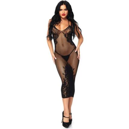 LEG AVENUE VESTIDO LARGO DE RED NEGRO - 001