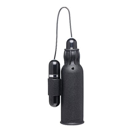 LIGHTNING STROKE SILICONE STROKER WITH VIBRATING BULLET - BLACK - 001