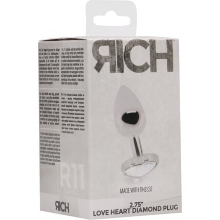 LOVE PLUG DE CORAZON Y DIAMANTE 6.35 CM PLATA - 002