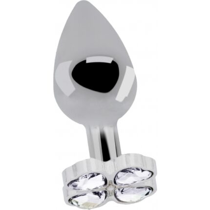 LOVE PLUG DE TREBOL DE DIAMANTE AZUL 7 CM PLATA - 001