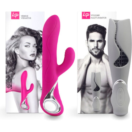 LOVERSPREMIUM - VENUS & VULCAN SET PARA PAREJAS ROSA Y GRIS - 001