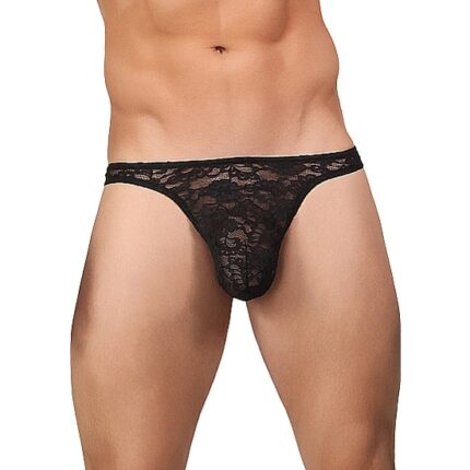 MALE POWER TANGA NEGRO DE ENCAJE - 001