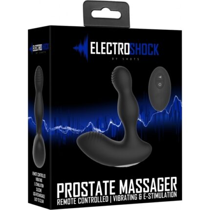 MASAJEADOR DE PRÓSTATA E-STIM CON MANDO - NEGRO - 002