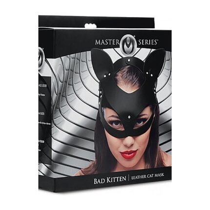 MÁSCARA DE CUERO CON FORMA DE GATO - NEGRO - 002