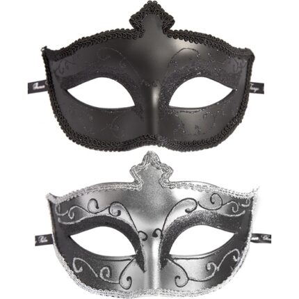 MASKS ON MASQUERADE PACK DE 2 UDS - NEGRO/PLATA - 001