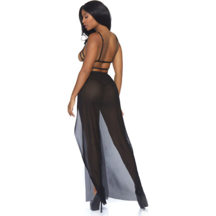 MAXI VESTIDO CON TANGA - NEGRO - 002