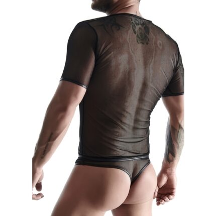 MESH MENS CAMISETA CUELLO V  - NEGRO - 002