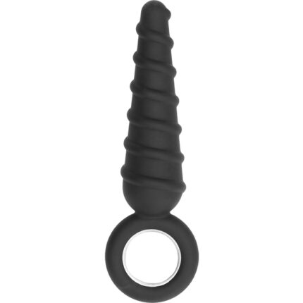 NO. 60 - DILDO ANAL CON ANILLOS DE METAL - NEGRO - 001