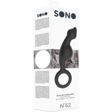 NO. 62 - DILDO ANAL CON ANILLOS DE METAL - NEGRO - 002