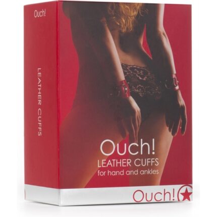 OUCH ESPOSAS DE CUERO PARA PIES O MANOS ROJO - 002