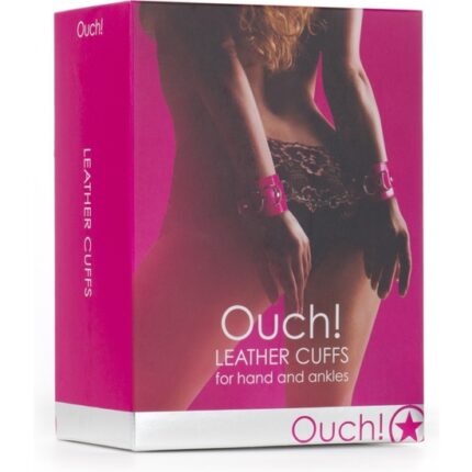 OUCH ESPOSAS DE CUERO PARA PIES O MANOS ROSA - 002