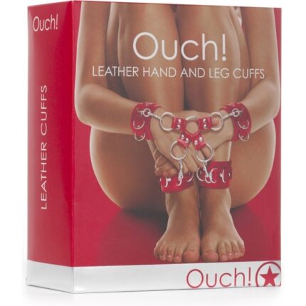 OUCH ESPOSAS DE CUERO PARA PIES Y MANOS ROJO - 002