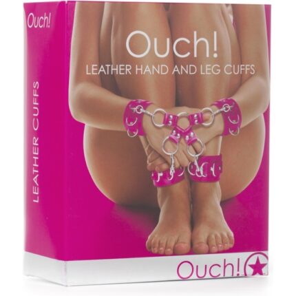 OUCH ESPOSAS DE CUERO PARA PIES Y MANOS ROSA - 002