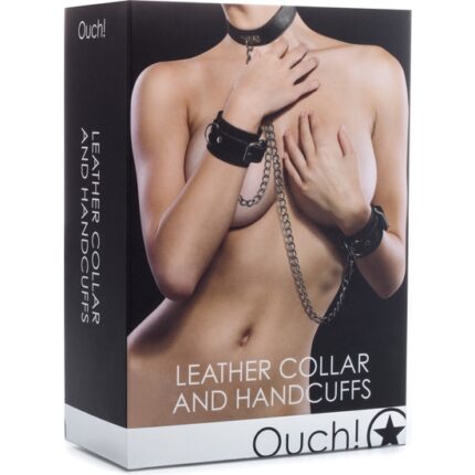 OUCH ESPOSAS Y COLLAR DE CUERO NEGRO - 002