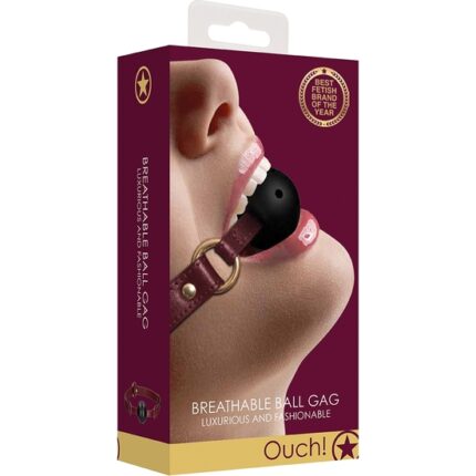 OUCH HALO - BREATHABLE BALL GAG - BURDEOS - 002