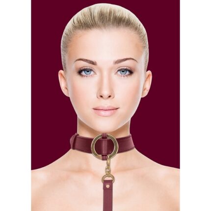 OUCH HALO - COLLAR WITH LEASH - BURDEOS - 001