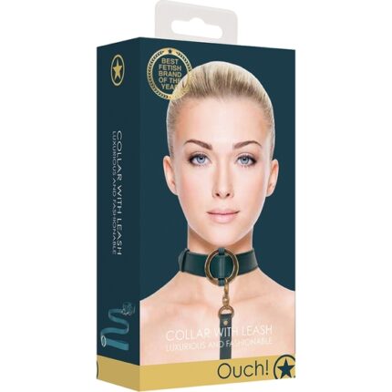 OUCH HALO - COLLAR WITH LEASH - VERDE - 002