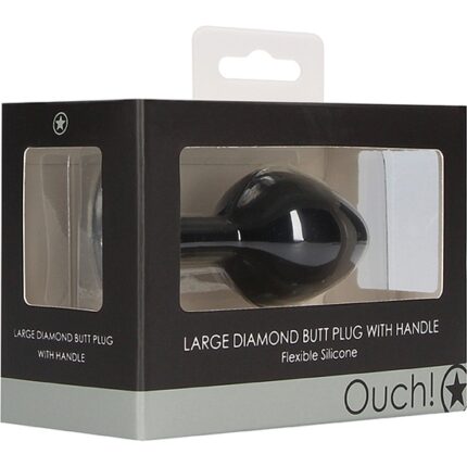 OUCH! PLUG ANAL DIAMANTE LARGO - NEGRO - 002