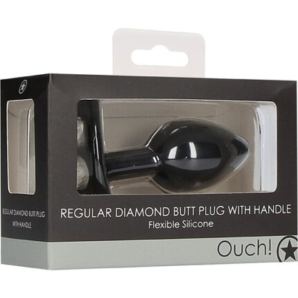 OUCH! PLUG ANAL DIAMANTE REGULAR - NEGRO - 002