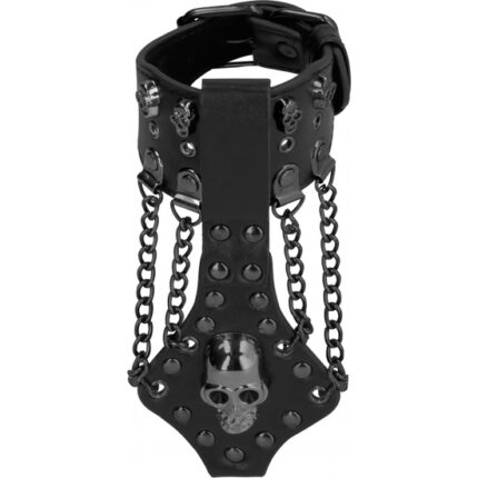 OUCH! SKULLS AND BONES BRAZALETE CON CALAVERAS Y CADENAS - NEGRO - 001