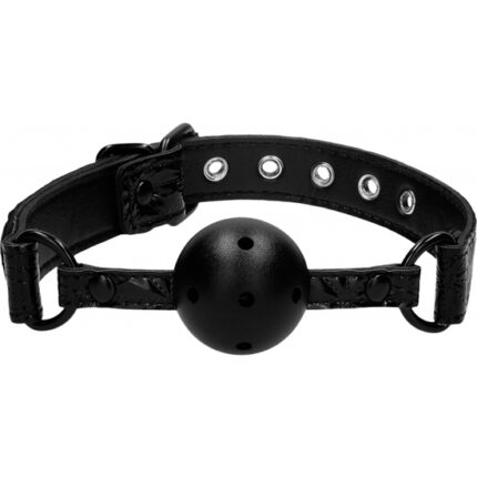 OUCH! SKULLS AND BONES MORDAZA CON BOLA DE SILICONA NEGRO - 002