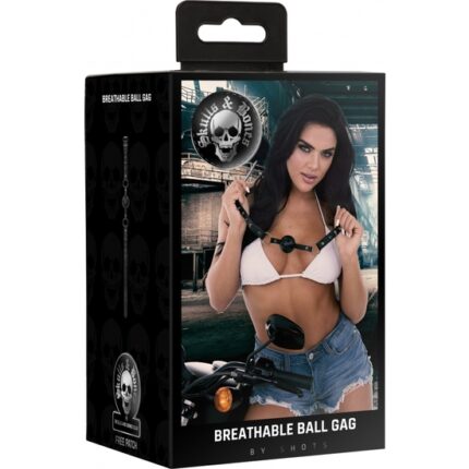 OUCH! SKULLS AND BONES MORDAZA CON BOLA TRANSPIRABLE - NEGRO - 002