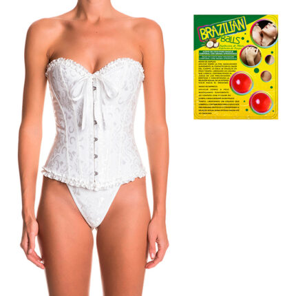 PACK CORSET ATENEA EN COLOR BLANCO Y 2 BOLAS DE ACEITE DE COCO CON AROMA DE FRUTAS - 001