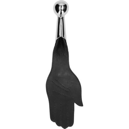 PALETA MANO DE METAL Y CUERO - NEGRO - 002