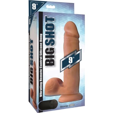 PENE CON TESTICULOS 22 CM  SILICONA CONTROL REMOTO VIBRANTE - FLES - 002