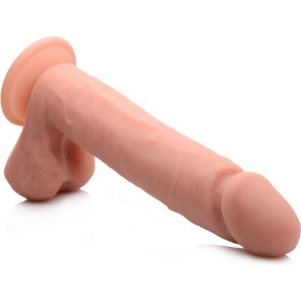 PENE CON TESTICULOS 25 CM  SILICONA CONTROL REMOTO VIBRANTE - FLES - 002