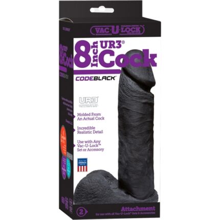 PENE REALISTICO SISTEMA VAC-U-LOCK 20 CM NEGRO - 002