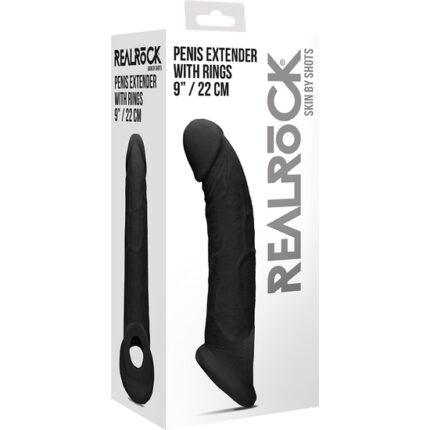 PENIS EXTENDER WITH RINGS 22 CM BLACK - 002