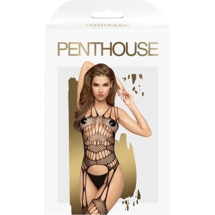 PENTHOUSE FATAL LOOK - BODY DE MALLA CON LIGUEROS - NEGRO - 002