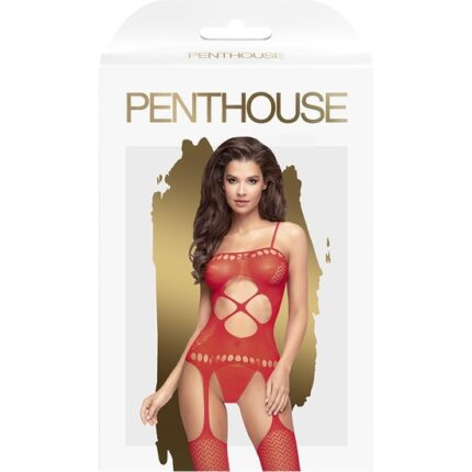 PENTHOUSE HOT NIGHTFALL - BODY DE MALLA GEOMÉTRICA - ROJO - 002