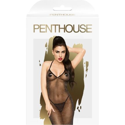 PENTHOUSE LOVE ON FIRE - VESTIDO TRANSPARENTE BRILLANTE - NEGRO - 002