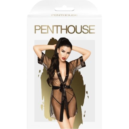 PENTHOUSE MIDNIGHT MIRAGE - KIMONO DE MALLA - NEGRO - 002